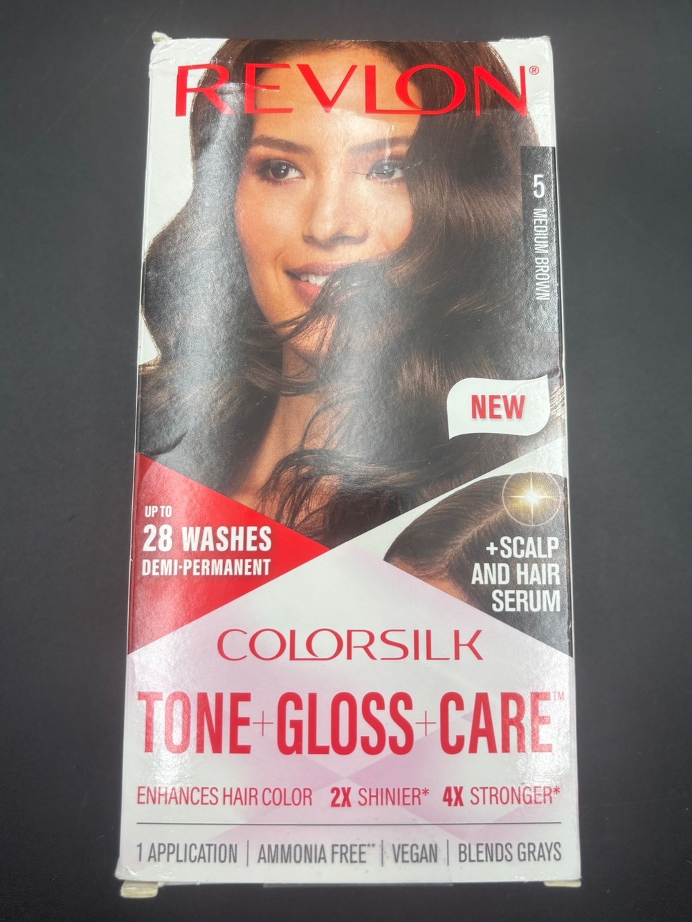 Revlon ColorSilk Tone + Gloss + Care Demi-Permanent Hair Color #5 Medium Brown